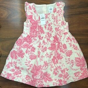 NWT Baby GAP Smocked Pink Floral Cotton Dress, Size 18-45 Months